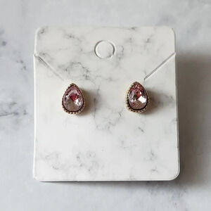 Rose Gold Pink Sapphire Princess Cut Stud Earrings